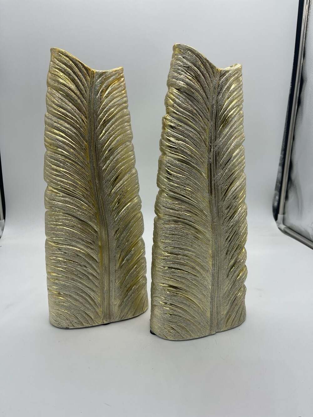 Gold Leaf Decorative Ceramic Vases Set